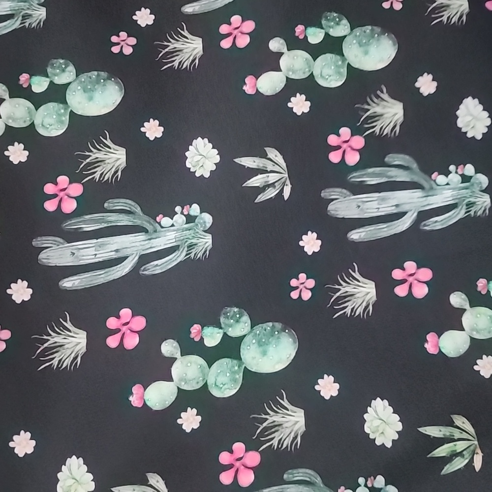 DIXXON Black Cactus Print Casual Button Down Shirt